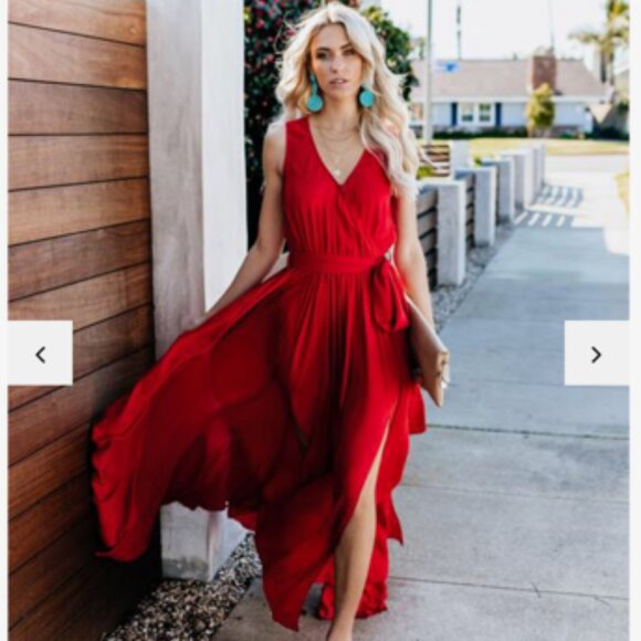 Vici Maxi dress with wrap belt snap front - Picture 1 of 7